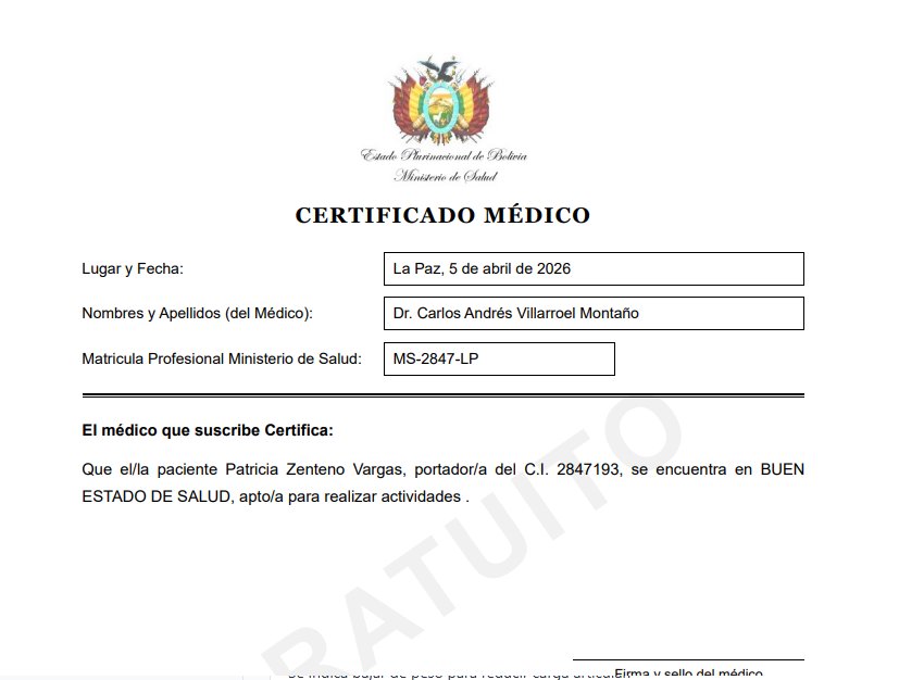 Certificado médico oficial